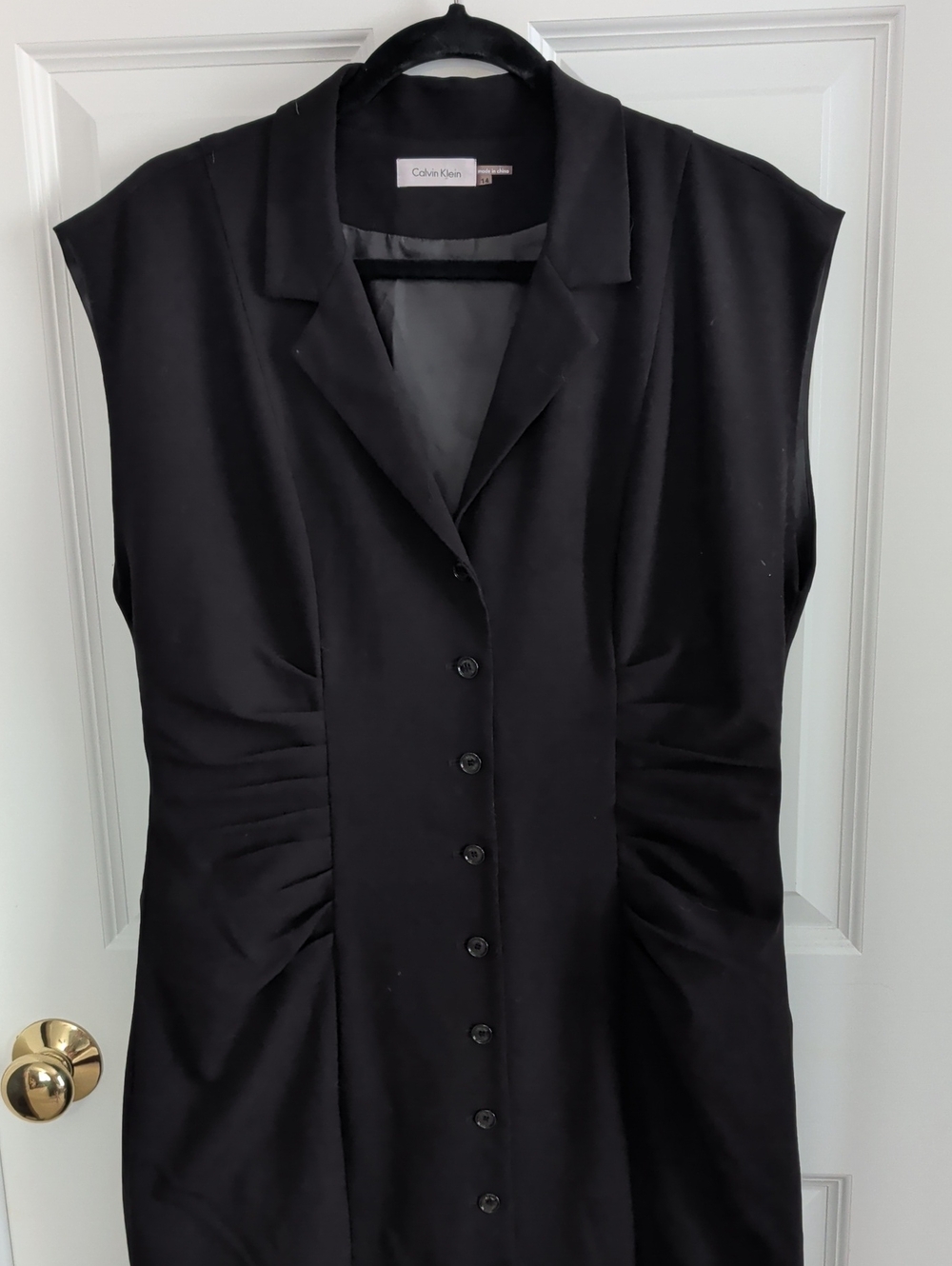 Calvin Klein Black Sleeveless Button-Front Lined Dress